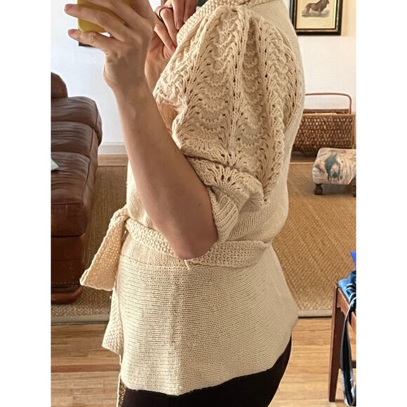 BCBG Puff Sleeve Wrap Wool Sweater - Picture 2 of 7